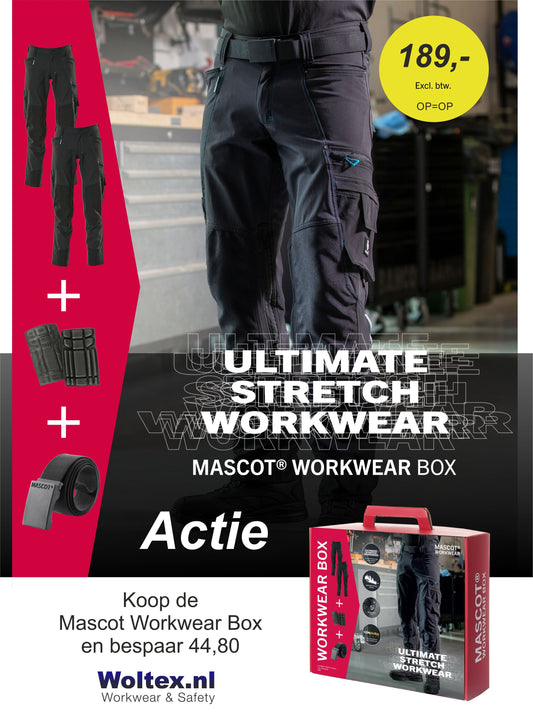 Mascot Advanced Broeken 17179-311 Workwear Box KA018-999 (2x 17179-311 Ultimate Stretch werkbroek + 1x 00718-100 kniebeschermers + 1x 17044-990 riem) zwart(09)