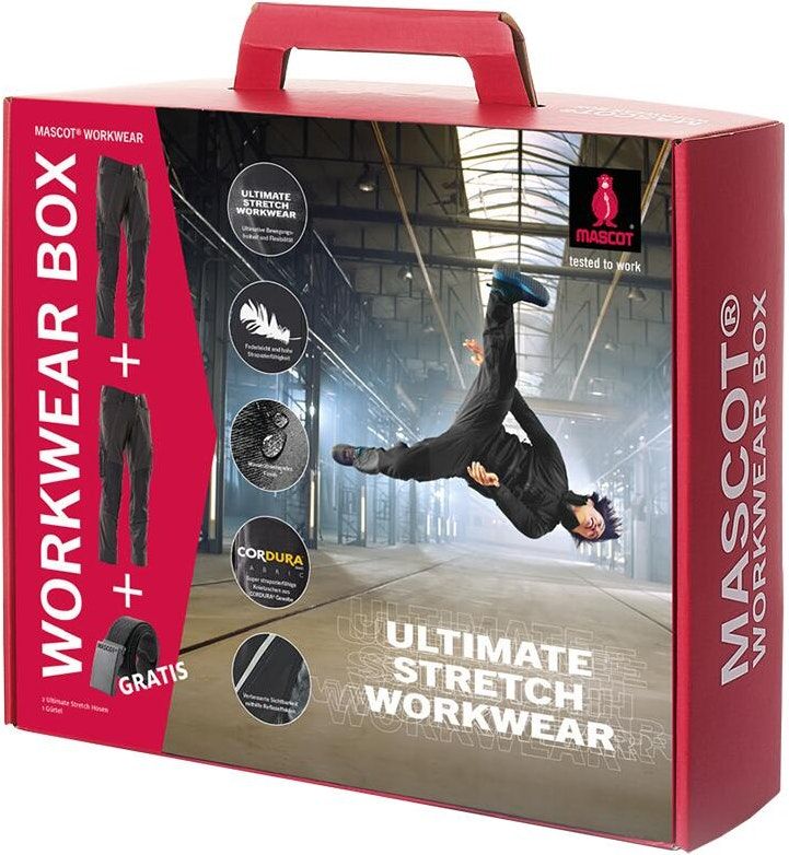 Mascot Advanced Broeken 17179-311 Workwear Box KA018-999 (2x 17179-311 Ultimate Stretch werkbroek + 1x 00718-100 kniebeschermers + 1x 17044-990 riem) zwart(09)