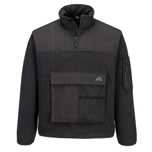 Portwest KX3 Sport Werkkleding Sweatshirt KX378 1/4 zip fleece zwart(BK)