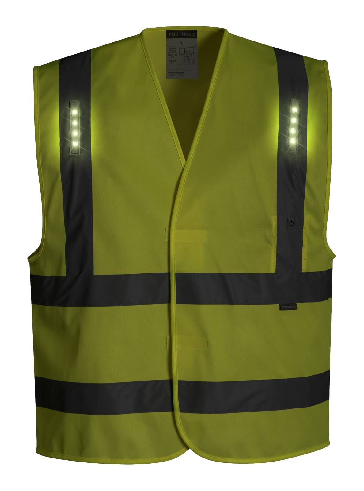 Portwest LED Hoge zichtbaarheid Veiligheidsvest L470 Vega LED geel(YE)
