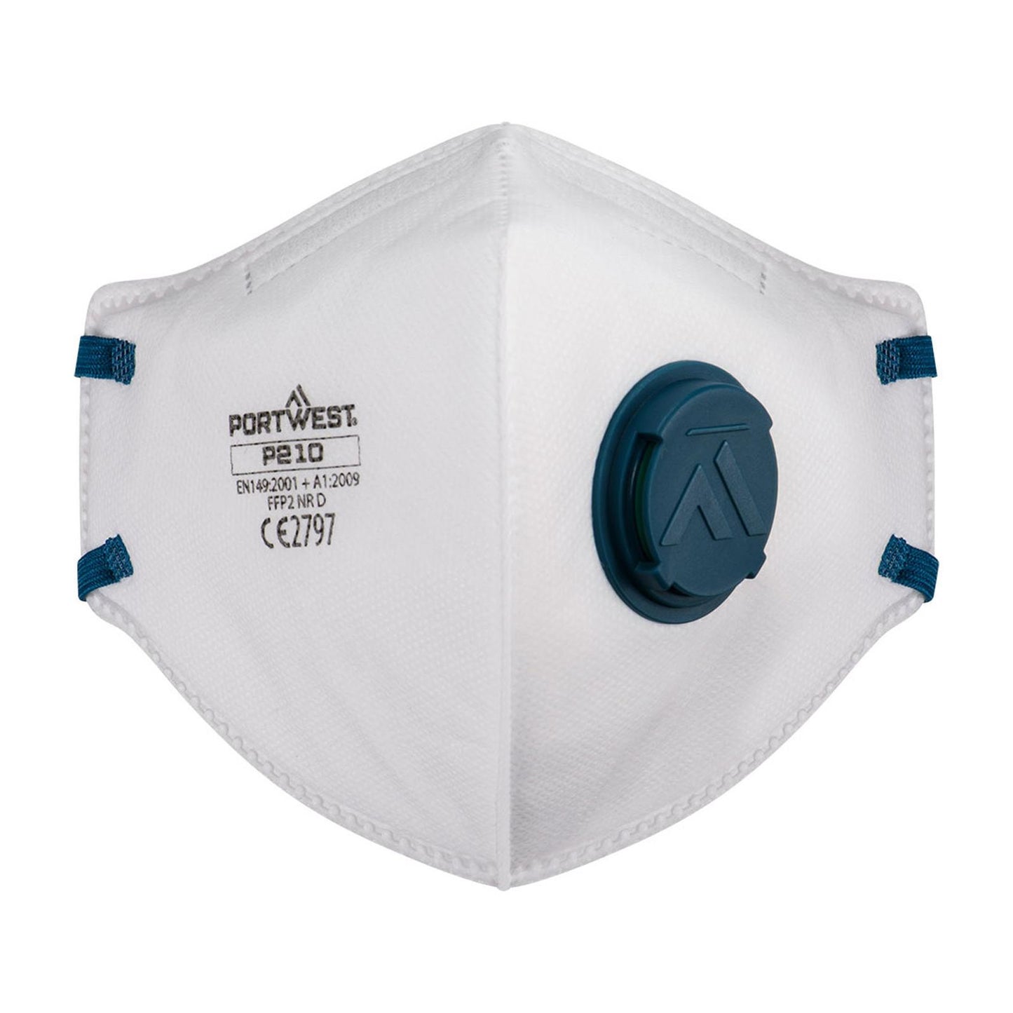 Portwest Disposable Masker FFP2 Mondmasker P210 FFP2 platgevouwen Dolomite P2V (3-pack) wit(WH)