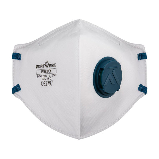 Portwest Disposable Masker FFP2 Mondmasker P210 FFP2 platgevouwen Dolomite P2V (3-pack) wit(WH)