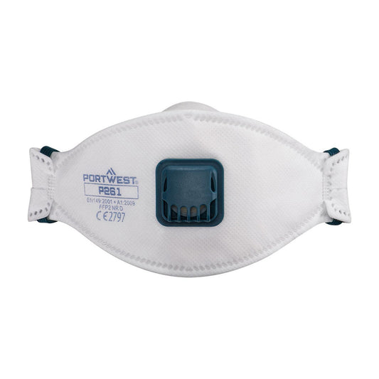 Portwest FFP2 Disposable Maskers Mondmasker P261 Trifold FFP2 dolomite gevouwen (Pk 10) wit(WH)