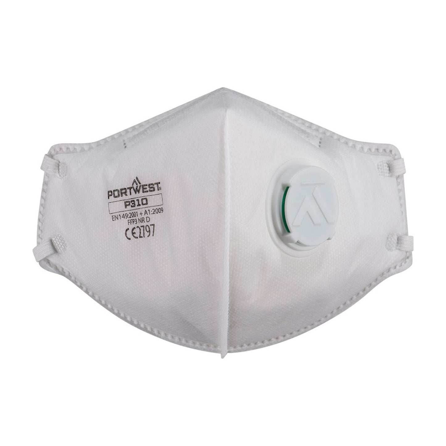 Portwest Disposable Masker FFP2 Mondmasker P310 FFP2 platgevouwen Dolomite P3V (3-pack) wit(WH)
