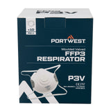 Portwest Disposable Masker FFP3 Mondmasker P311 FFP3 koolstof ventiel P3V (10-pack) wit(WH)