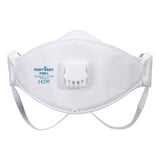 Portwest FFP3 Disposable Maskers Mondmasker P361 Trifold FFP2 dolomiet gevouwen ventiel (Pk 10) wit(WH)