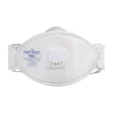 Portwest FFP3 Disposable Maskers Mondmasker P361 Trifold FFP2 dolomiet gevouwen ventiel (Pk 10) wit(WH)