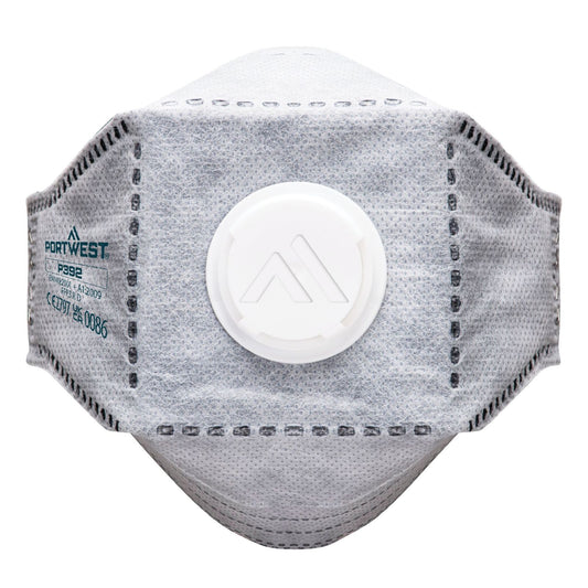 Portwest Disposable EAGLE mondmasker P392 koolstof gevouwen plat FFP3 (Pk10) wit(WH)