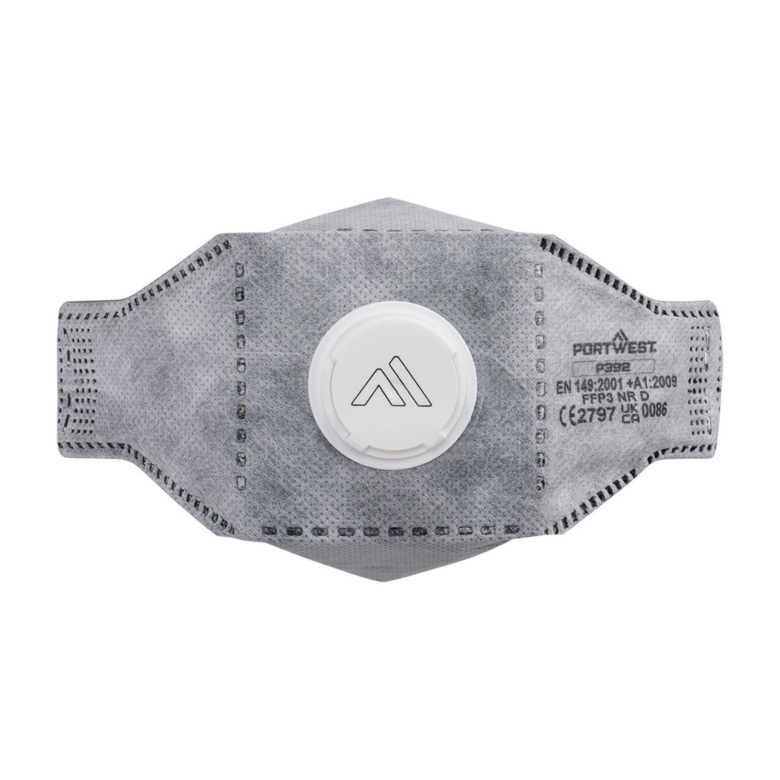 Portwest Disposable EAGLE mondmasker P392 koolstof gevouwen plat FFP3 (Pk10) wit(WH)