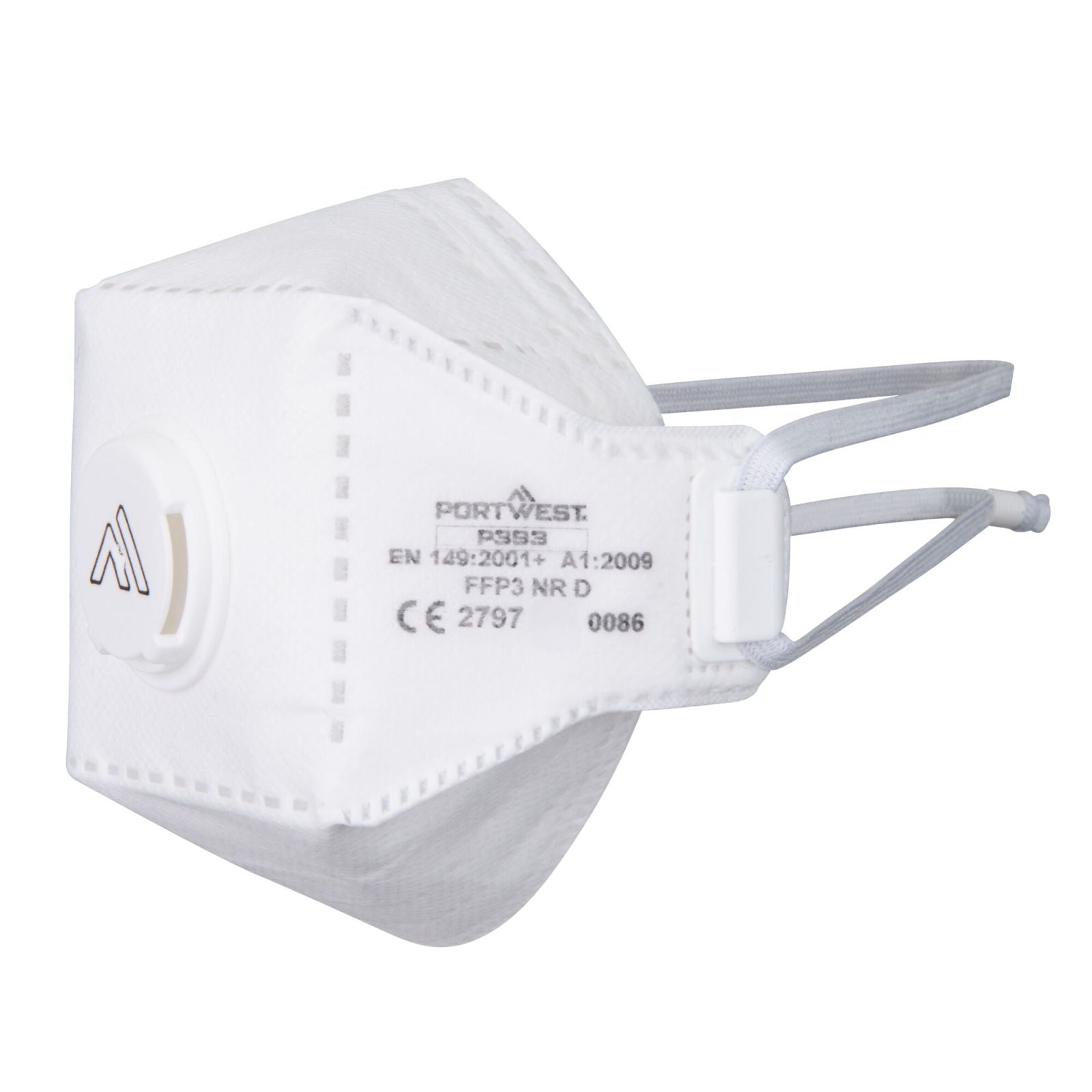 Portwest FFP3 Disposable Maskers Mondmasker P393 Eagle Pro FFP3 Dolomiet gevouwen (pk 10) wit(WH)