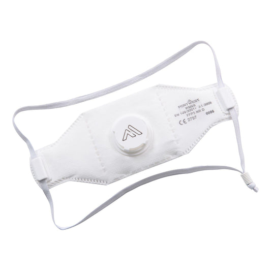 Portwest FFP3 Disposable Maskers Mondmasker P393 Eagle Pro FFP3 Dolomiet gevouwen (pk 10) wit(WH)