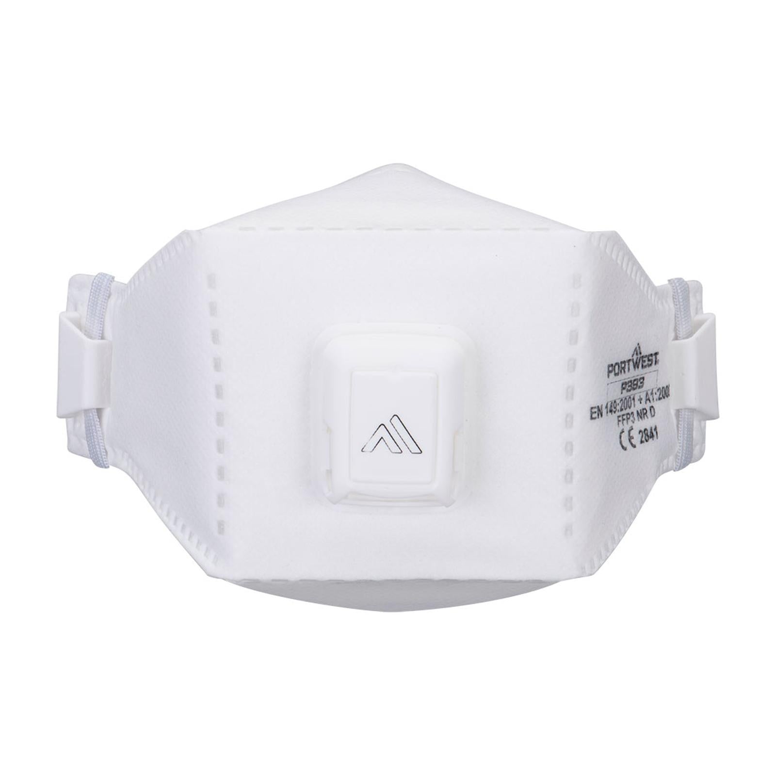 Portwest FFP3 Disposable Maskers Mondmasker P393 Eagle Pro FFP3 Dolomiet gevouwen (pk 10) wit(WH)