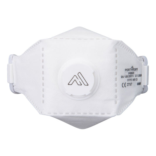 Portwest FFP3 Disposable Maskers Mondmasker P393 Eagle Pro FFP3 Dolomiet gevouwen (pk 10) wit(WH)