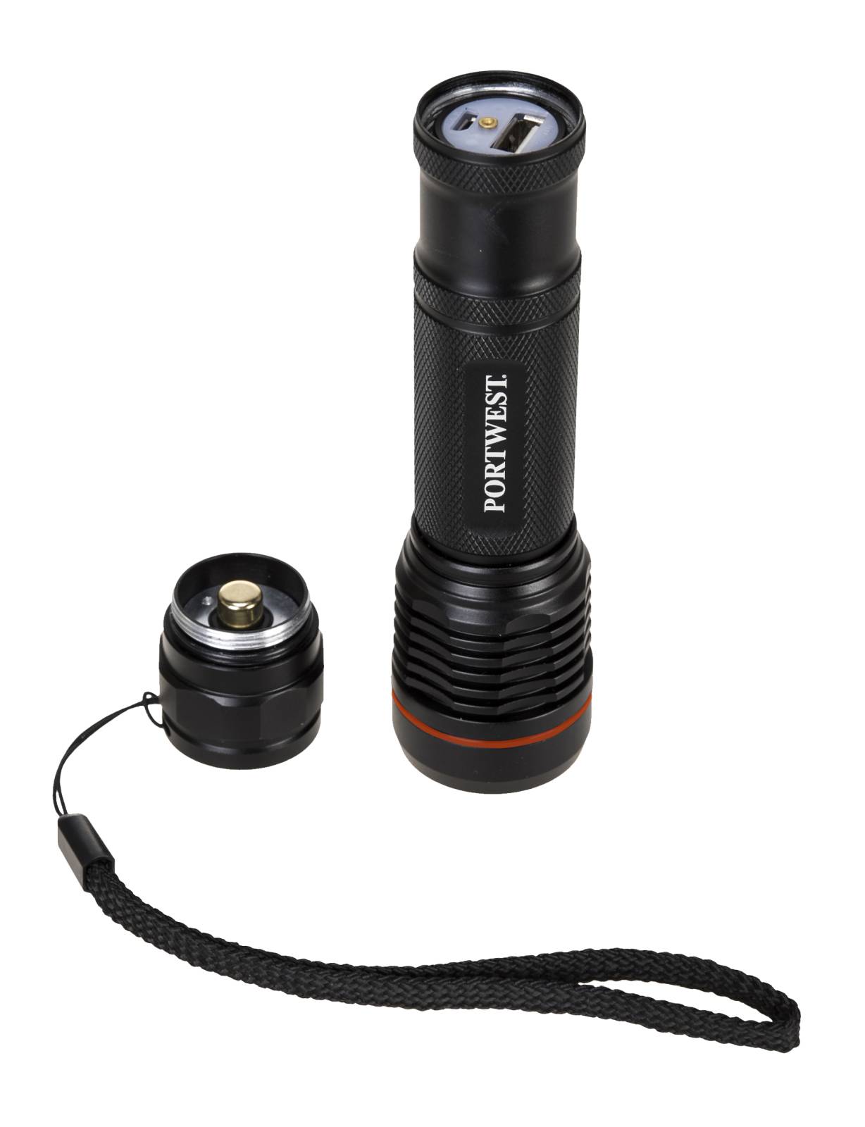 Portwest Lampen PA75 USB- oplaadbaar black(BK)