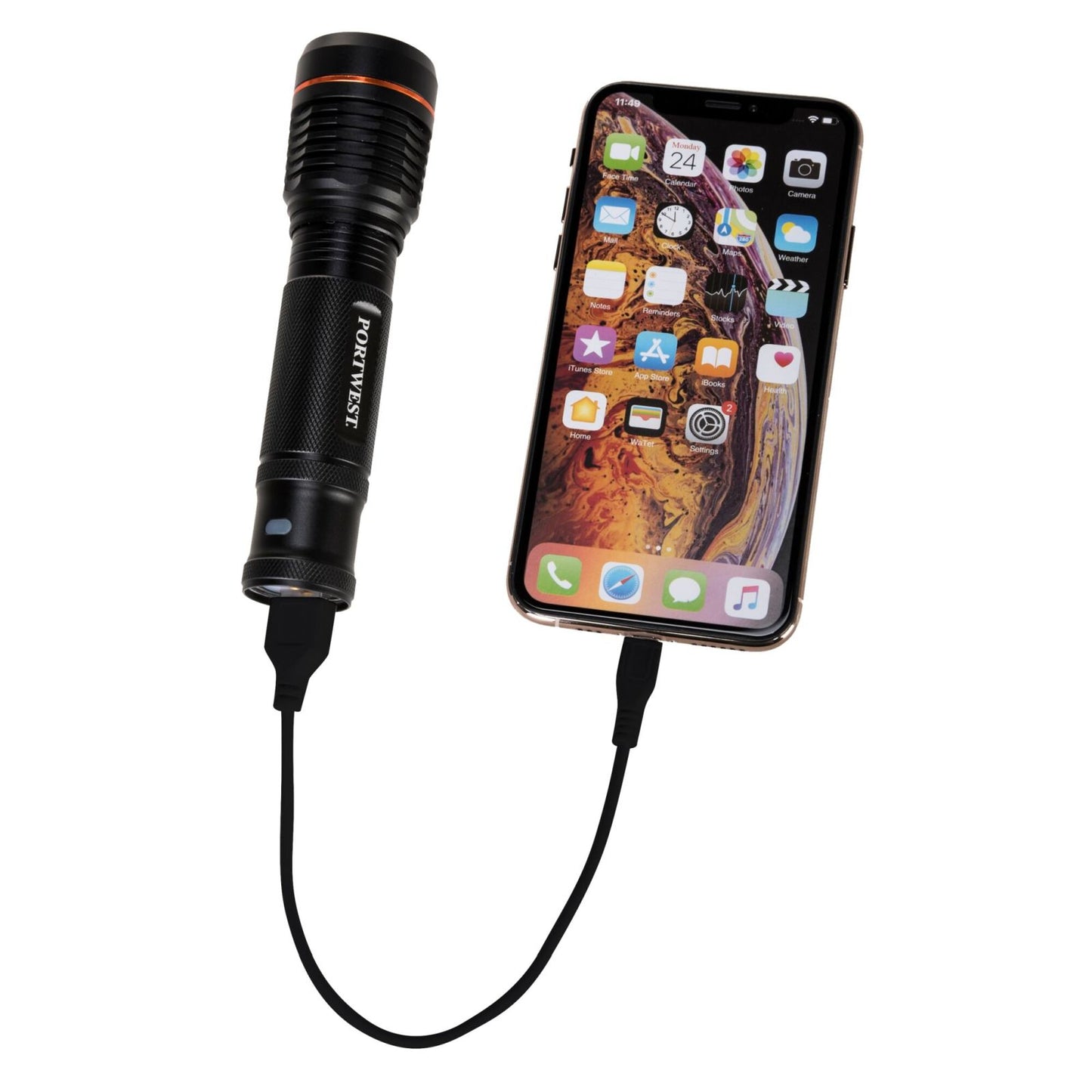 Portwest Lampen PA75 USB- oplaadbaar black(BK)