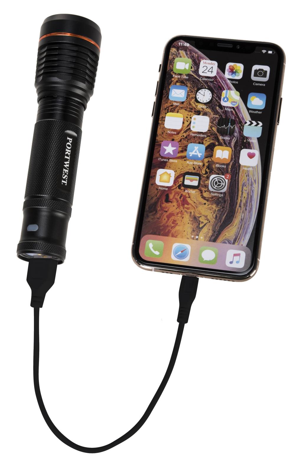 Portwest Lampen PA75 USB- oplaadbaar black(BK)