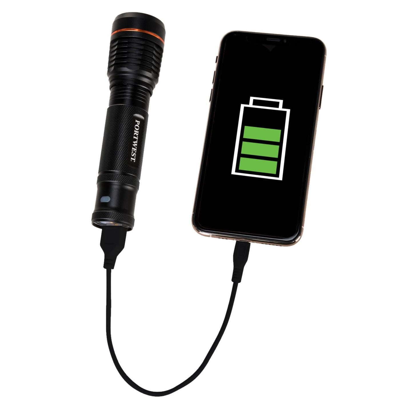 Portwest Lampen PA75 USB- oplaadbaar black(BK)