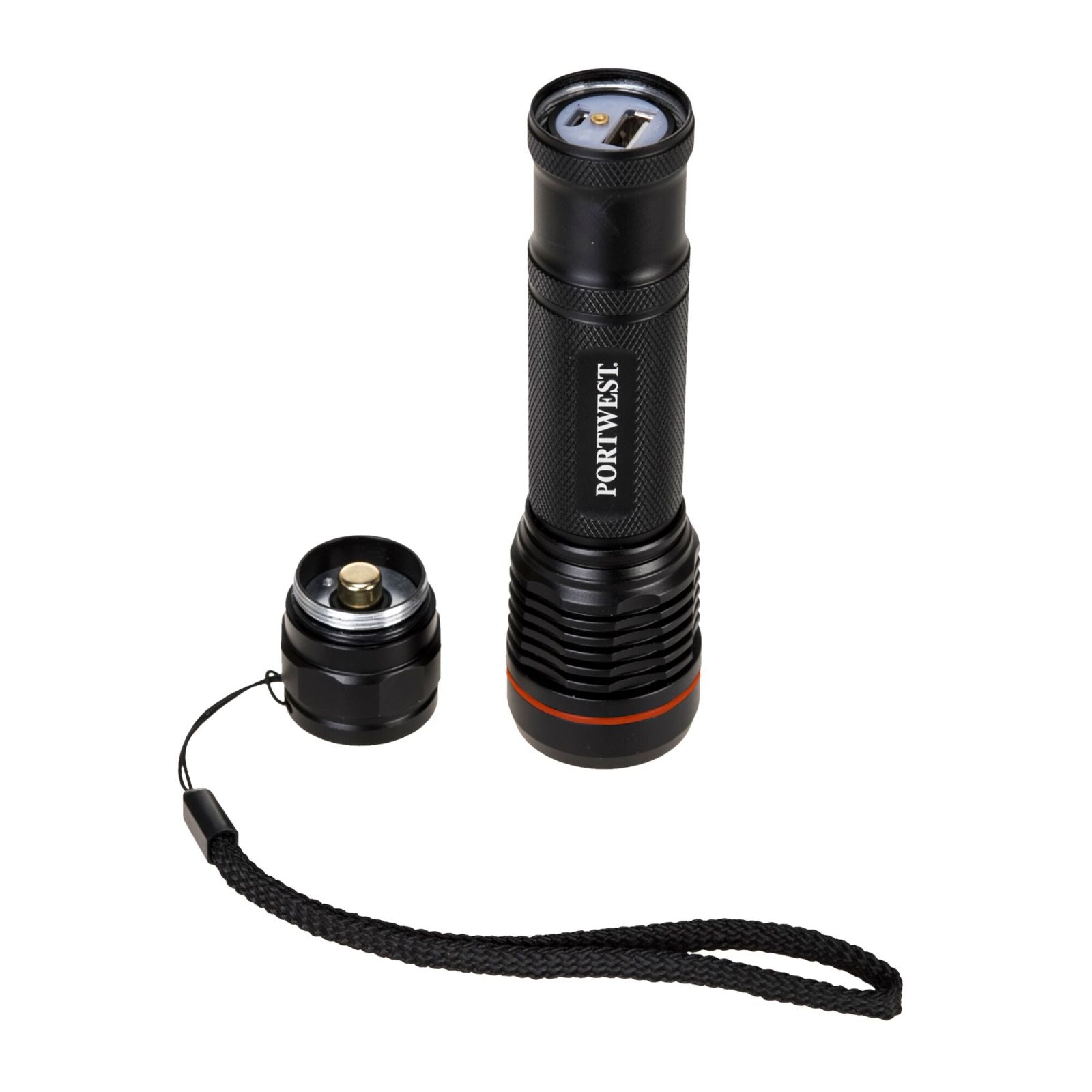 Portwest Lampen PA75 USB- oplaadbaar black(BK)