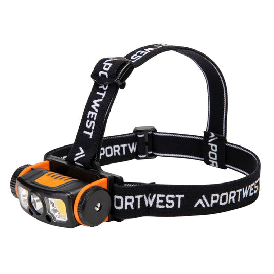 Portwest Zaklamp Verlichting Hoofdlamp PA76 LED bewegingssensor USB zwart-oranje(BK)