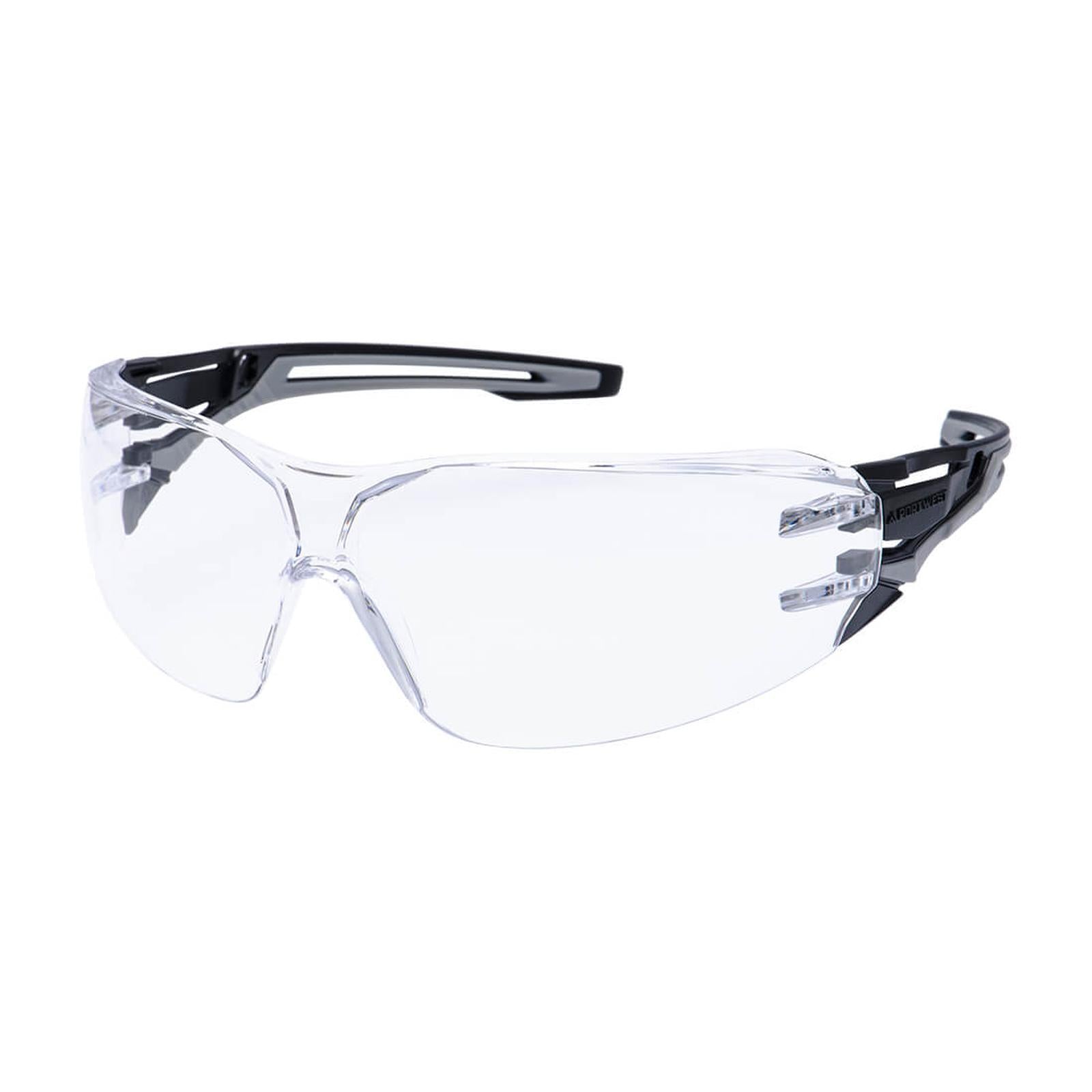 Portwest Oogbescherming Veiligheidsbril PR01 antraciet Wraparound blank(CL)