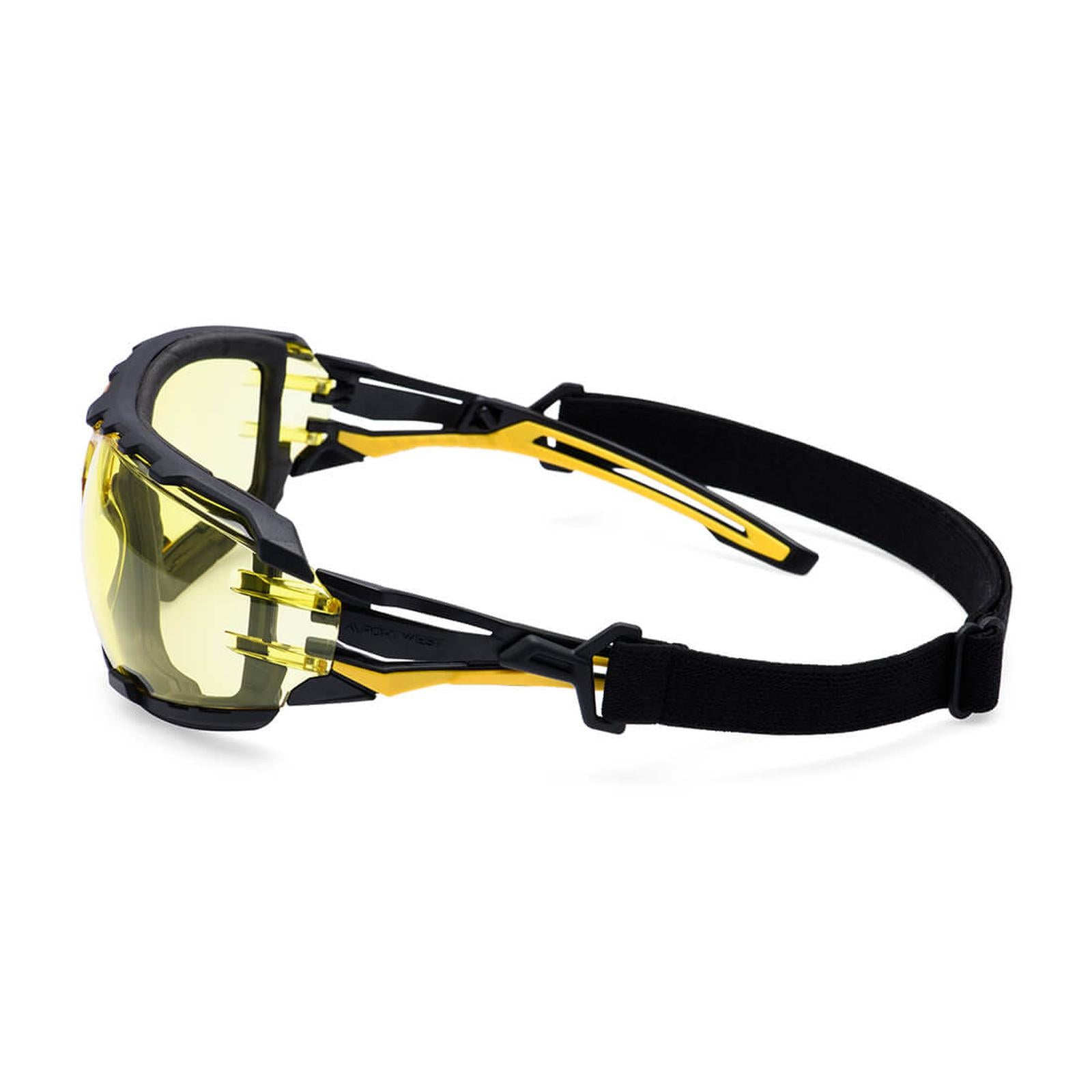 Portwest Oogbescherming Veiligheidsbril PR02 Antraciet Wraparound Plus ambergeel(AM)