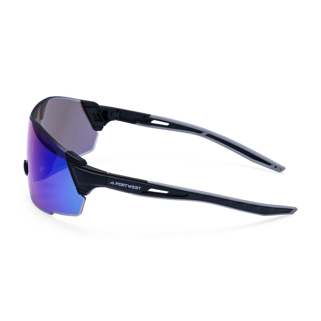 Portwest Veiligheidsbril PT01 Sporty Shield blauw gespiegeld(BM)