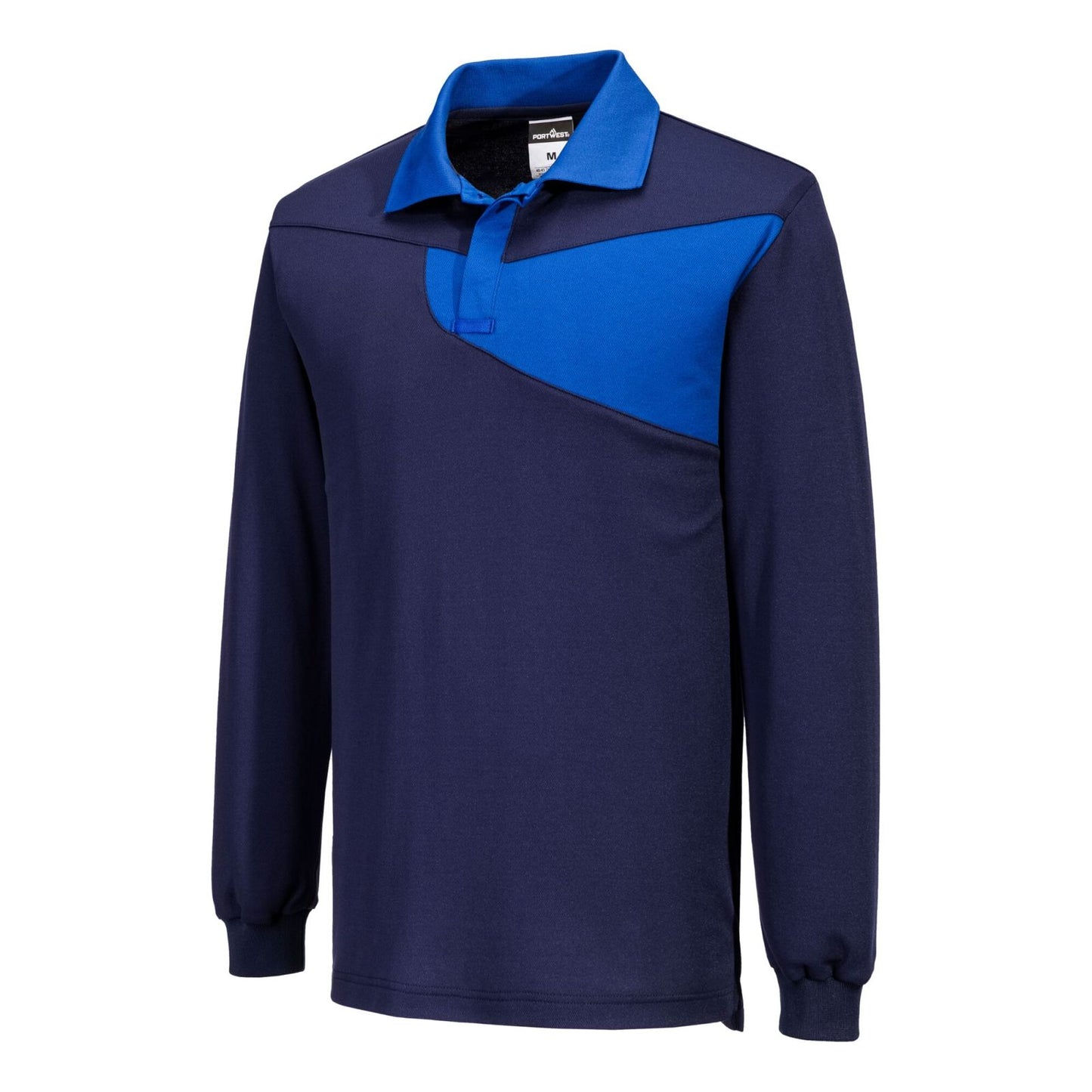 Portwest PW2 Corporate Casuals Poloshirt PW218 Cotton Comfort L/S marineblauw-koningsblauw(NR)