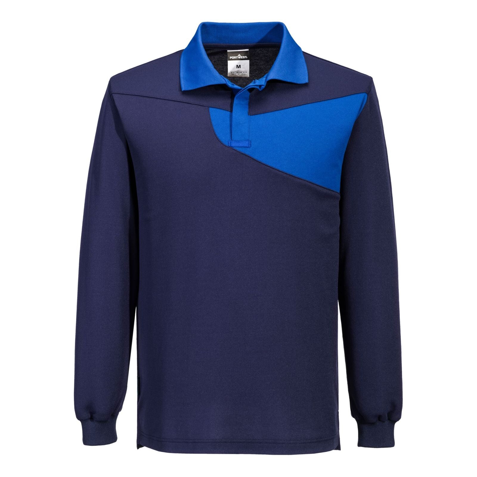 Portwest PW2 Corporate Casuals Poloshirt PW218 Cotton Comfort L/S marineblauw-koningsblauw(NR)