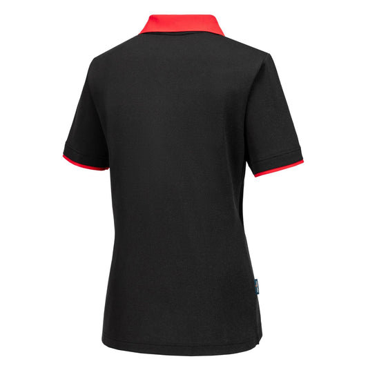 Portwest PW2 Corporate Casuals Poloshirt PW219 dames zwart-rood(BD)