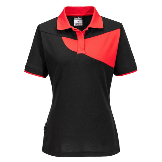 Portwest PW2 Corporate Casuals Poloshirt PW219 dames zwart-rood(BD)