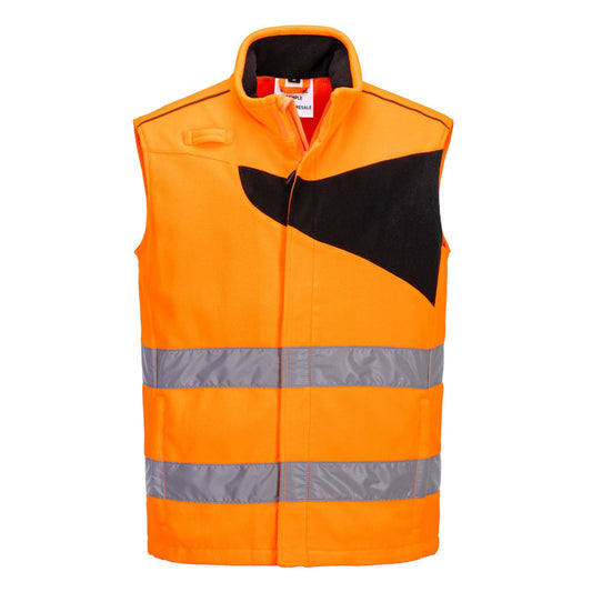 Portwest PW2 Hoge zichtbaarheid Bodywarmer PW231 HiVis fleece oranje-zwart(OB)