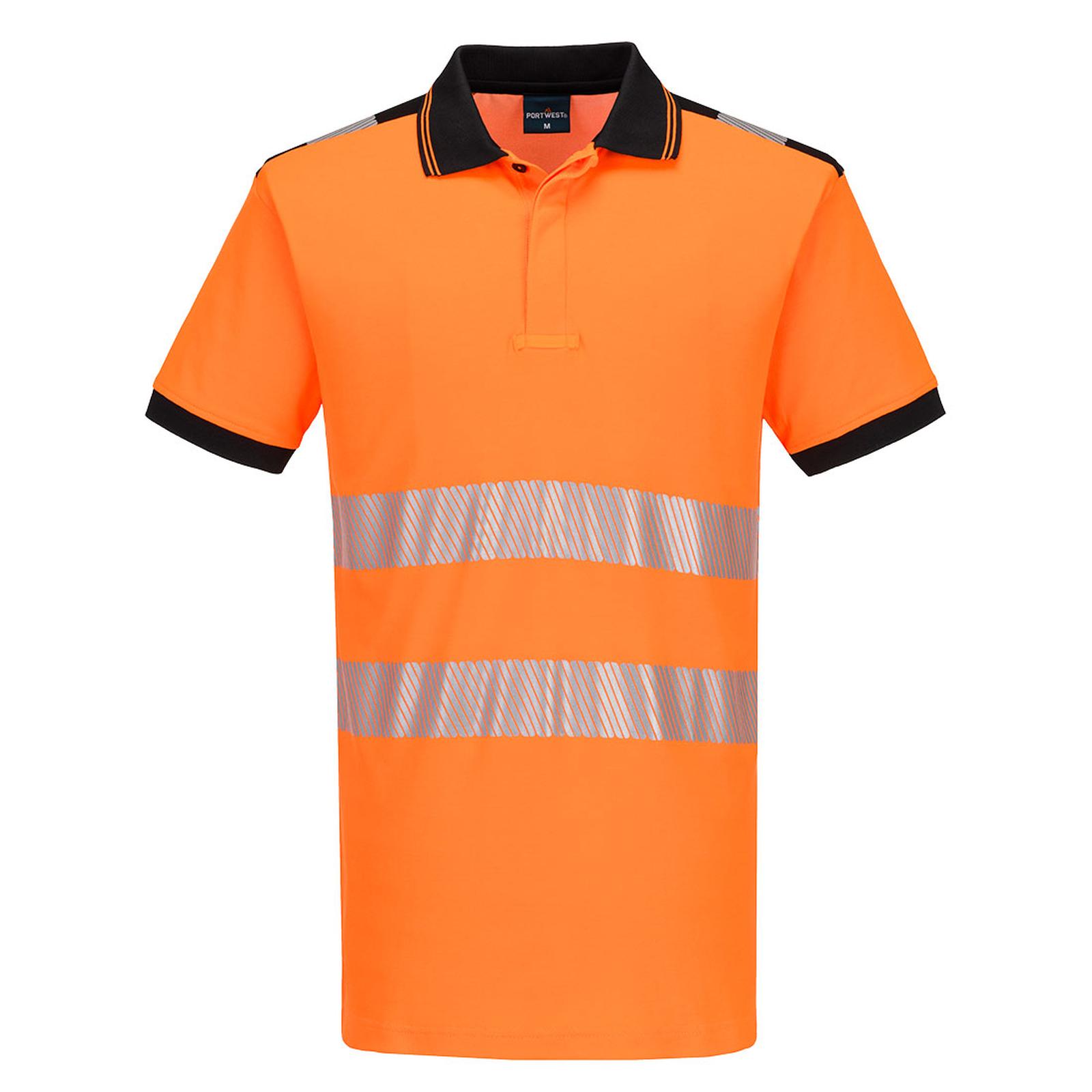 Portwest PW3 Hoge zichtbaarheid Poloshirt PW317 Hi-Vis Katoen comfort Korte Mouw oranje-zwart(OB)