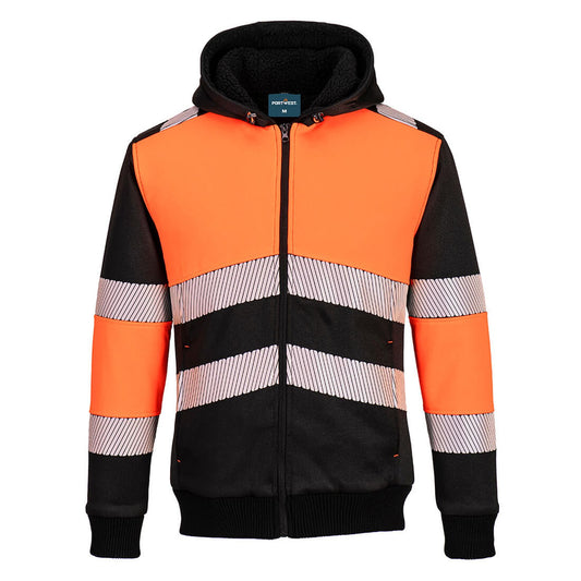 Portwest PW3 Hoge zichtbaarheid Hoodie PW377 winter rits HiVis klasse 1 oranje-zwart(OB)