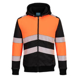 Portwest PW3 Hoge zichtbaarheid Hoodie PW377 winter rits HiVis klasse 1 oranje-zwart(OB)
