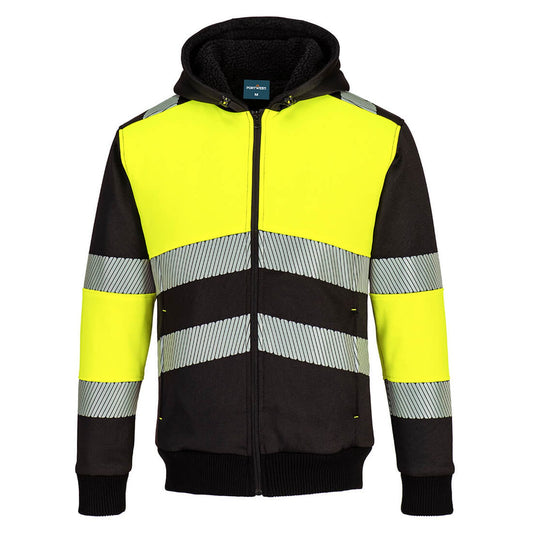 Portwest PW3 Hoge zichtbaarheid Hoodie PW377 winter rits HiVis klasse 1 geel-zwart(YB)