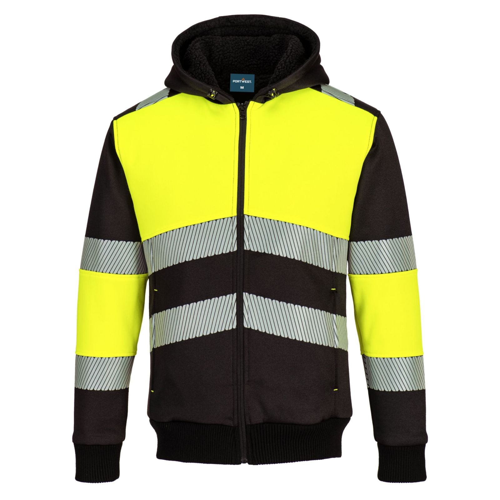 Portwest PW3 Hoge zichtbaarheid Hoodie PW377 winter rits HiVis klasse 1 geel-zwart(YB)