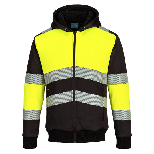 Portwest PW3 Hoge zichtbaarheid Hoodie PW377 winter rits HiVis klasse 1 geel-zwart(YB)