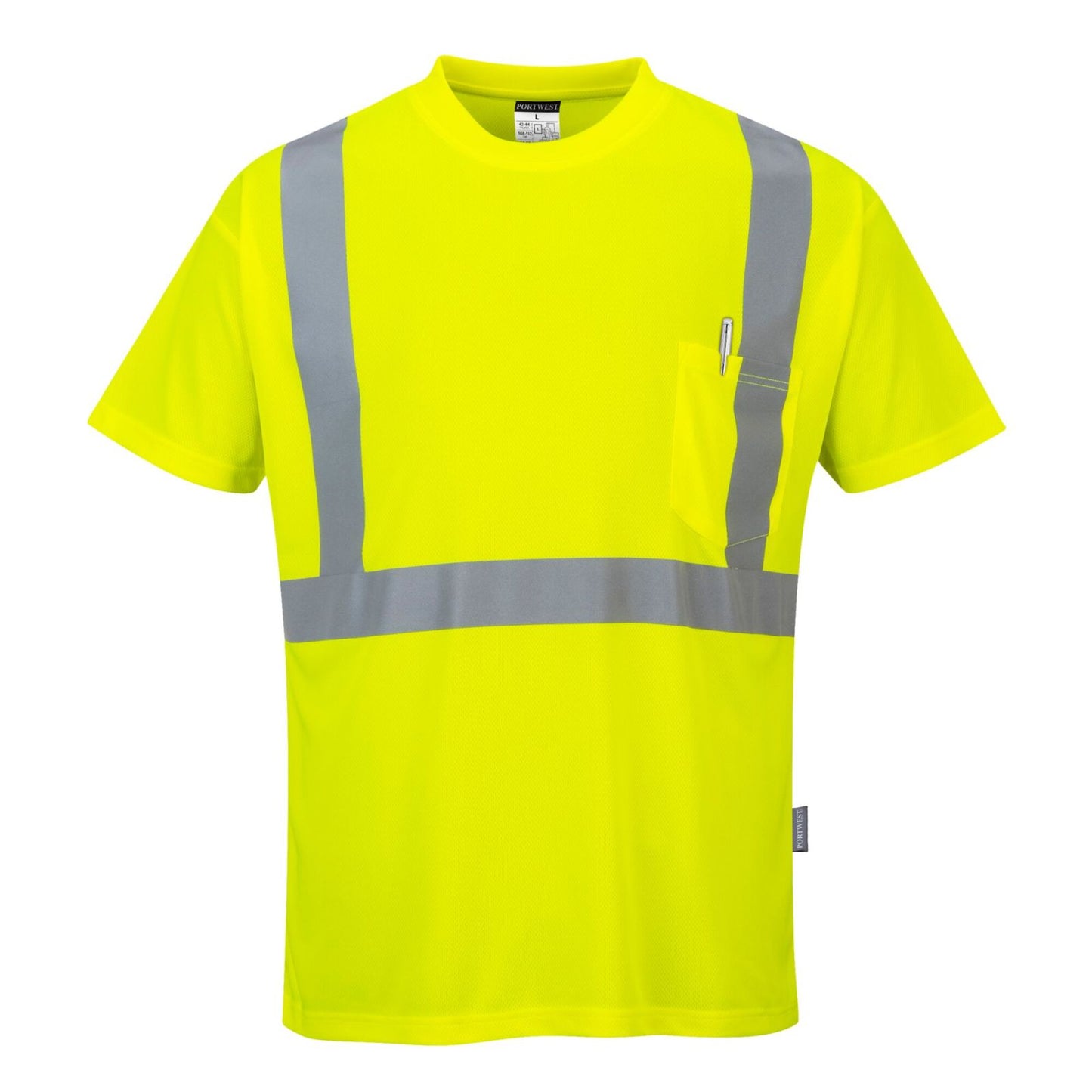 Portwest Micro Mesh Bird Eye Hoge zichtbaarheid T-shirt S190 Hi-Vis borstzak geel(YE)