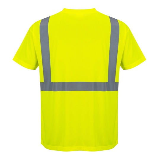 Portwest Micro Mesh Bird Eye Hoge zichtbaarheid T-shirt S190 Hi-Vis borstzak geel(YE)