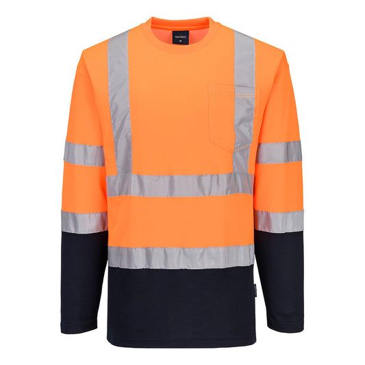 Portwest T-shirts S280 HiVis UPF35+ UV oranje-marineblauw(ON)