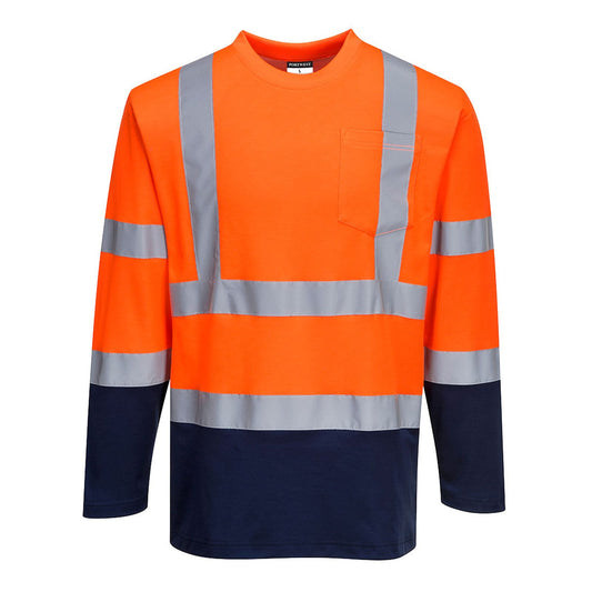 Portwest T-shirts S280 HiVis UPF35+ UV oranje-marineblauw(ON)