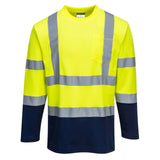 Portwest T-shirts S280 HiVis UPF35+ UV geel-marineblauw(YN)