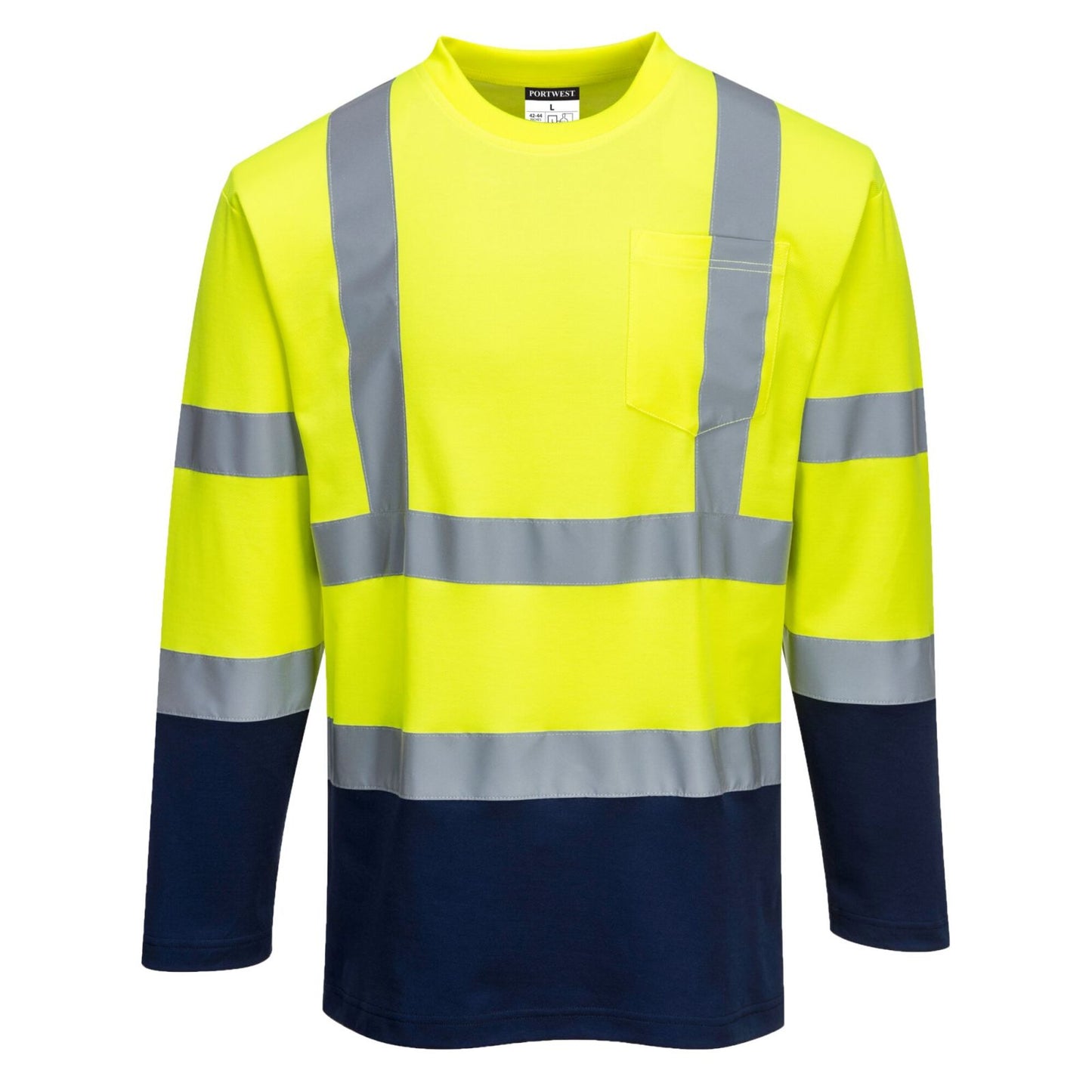 Portwest T-shirts S280 HiVis UPF35+ UV geel-marineblauw(YN)