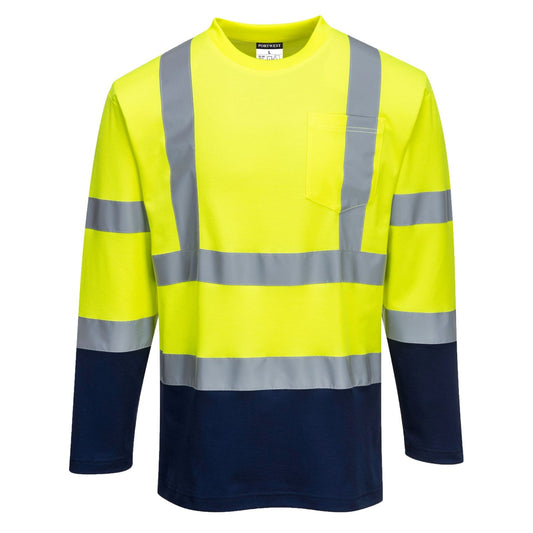 Portwest T-shirts S280 HiVis UPF35+ UV geel-marineblauw(YN)