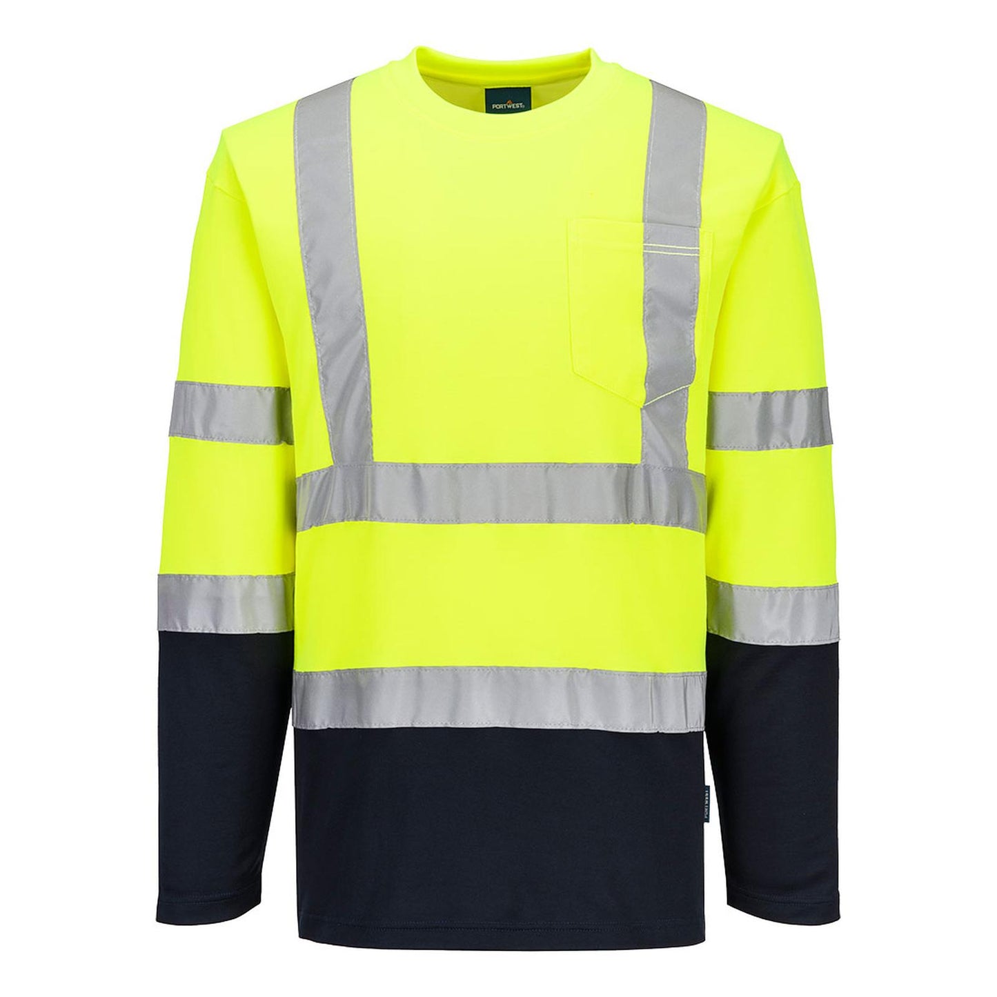 Portwest T-shirts S280 HiVis UPF35+ UV geel-marineblauw(YN)