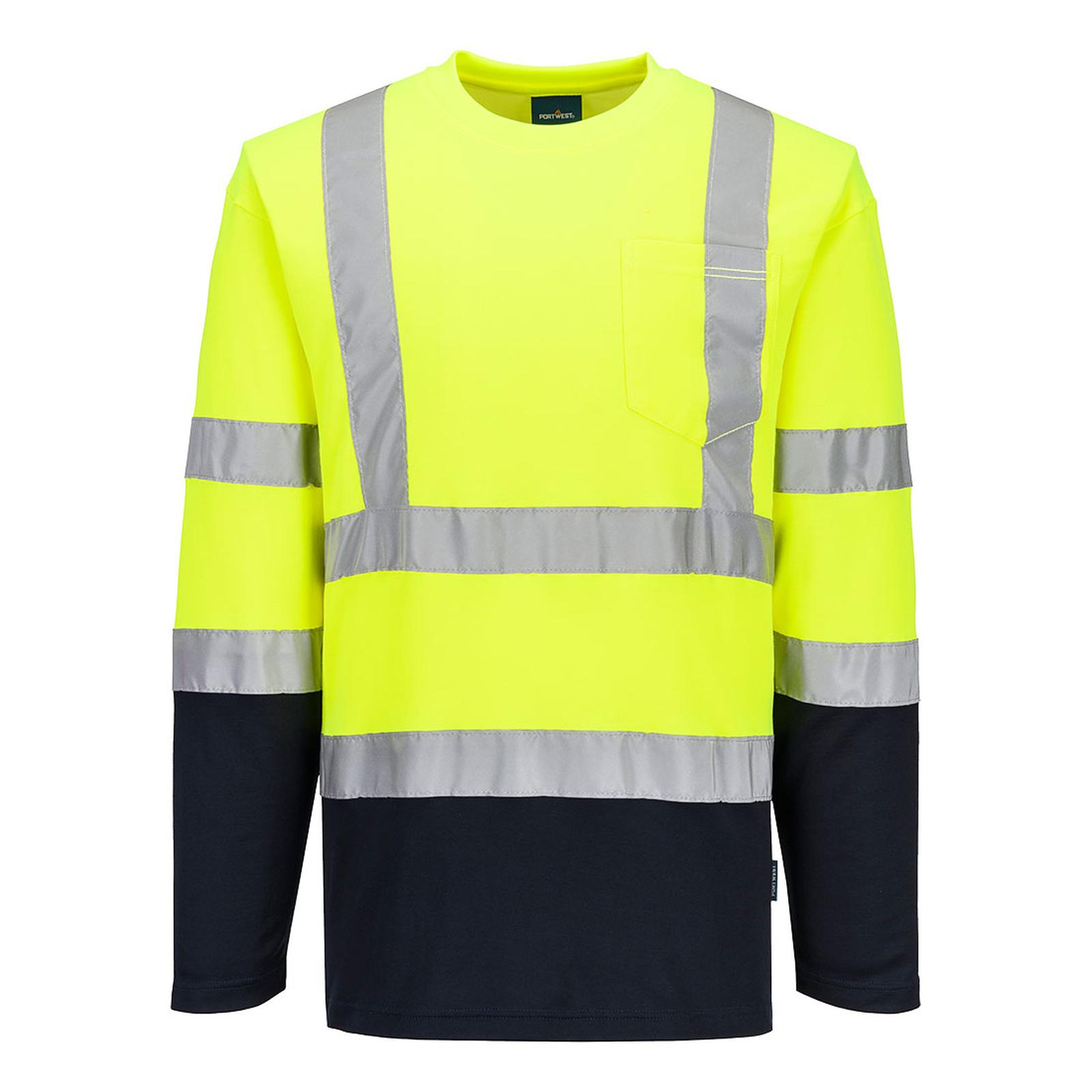 Portwest T-shirts S280 HiVis UPF35+ UV geel-marineblauw(YN)