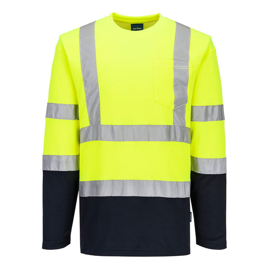 Portwest T-shirts S280 HiVis UPF35+ UV geel-marineblauw(YN)