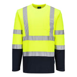 Portwest T-shirts S280 HiVis UPF35+ UV geel-marineblauw(YN)