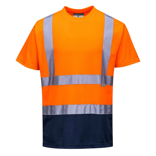 Portwest T-shirts S378 HiVis UPF50+ UV oranje-marineblauw(ON)