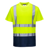 Portwest T-shirts S378 HiVis UPF50+ UV geel-marineblauw(YN)